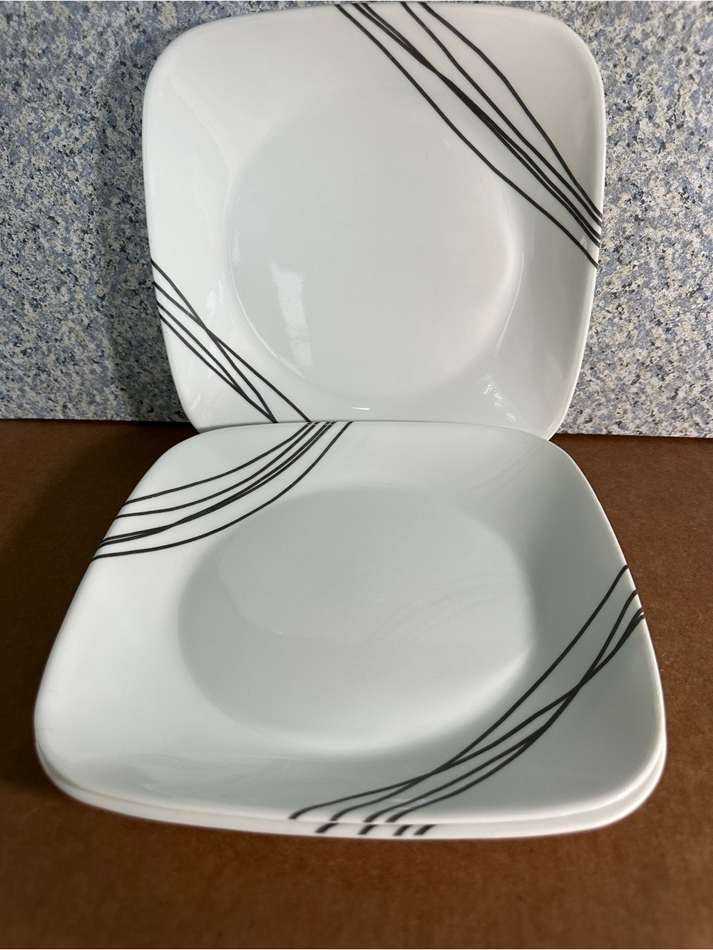 Corelle Simple Lines Square Salad Plates Set of 3